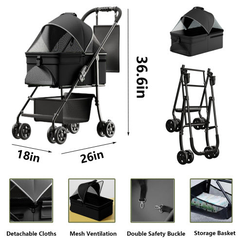 2-in-1 Luxury Folding Dog Stroller | Premium Pet Travel System